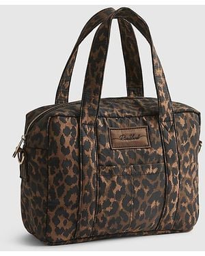 River Island Holdall Bag Leopard Jacquard Canvas Zip - Brown