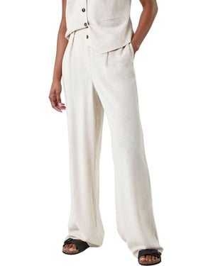 Roman Linen Mix Wide Leg Trousers - White