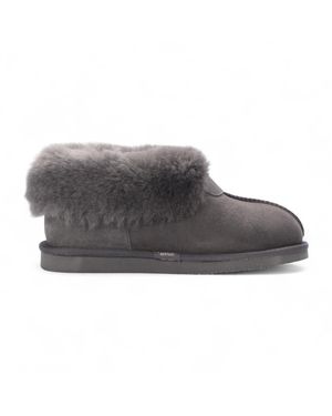 Infinity Leather Sheepskin Suede Ankle Slip-On Bootie Winter - Grey