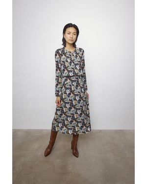 IKKS Long Sleeve Floral Maxi Dress - Black