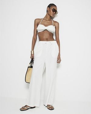 River Island Wide Leg Trousers Cotton Lace - White