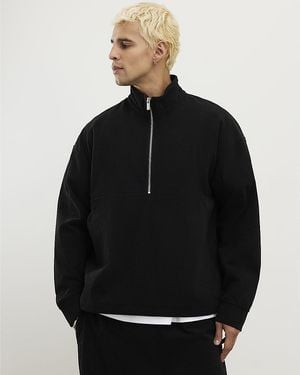 River Island Sweatshirt Regular Fit Corduroy Funnel - Black