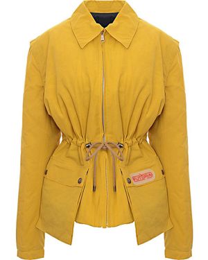 Futur 1 Waxed Cotton Hooded Parker W Drawstring Details - Yellow