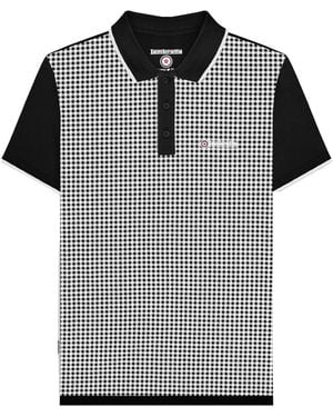 Lambretta Gingham All-Over Print Big & Tall Polo Shirt Cotton - Black