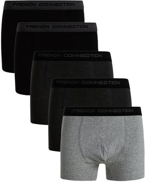 French Connection 5 Pack Cotton Stretch Boxers - Black