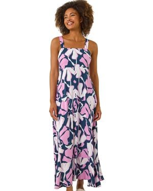 Roman Floral Strappy Maxi Dress - White