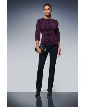 Wallis Abstract Metallic Jersey Off Shoulder Top - Blue