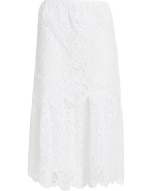 Quiz Crochet Lace Tiered Midi Skirt - White