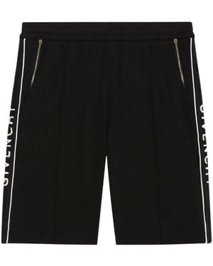 Givenchy Classic Fit Branded Side Logo Shorts Cotton - Black