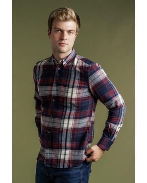 French Connection Cotton Flannel Check Long Sleeve Shirt - Green