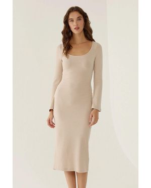 Hiccup Midi Dress With Pool Collar - Natural
