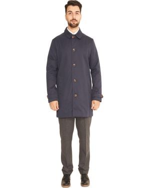 Harry Brown London Single Breasted Trench Coat Cotton - Blue