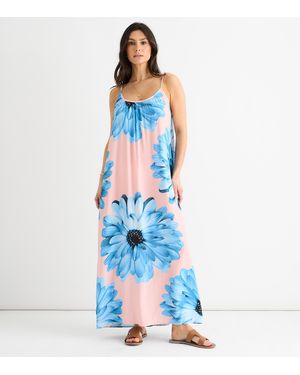 Gini London Strappy Floral Viscose Oversized Dress - Blue