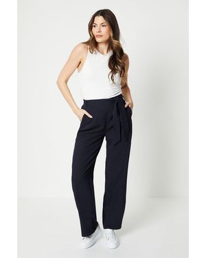 PRINCIPLES Stitch Detail Belted Wide Leg Trouser - Blue