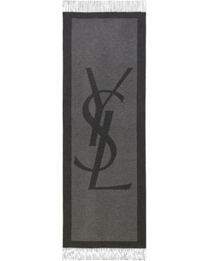 Saint Laurent Cassandre Silk Scarf - Grey