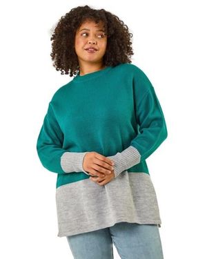 Roman Colour Block Knit Jumper - Blue