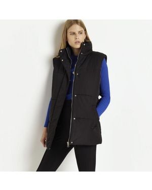 River Island Gilet High Neck Nylon - Blue