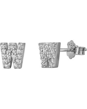 The Jewellery Stockroom Sterling Cubic Zirconia Initial Stud Earrings - Metallic