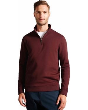 Ted Baker | Sweatshirt Met Halve Rits En Funnel Neck - Rood