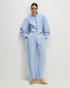 River Island Barrel Trousers Linen Blend Tailored - Blue