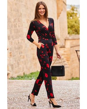 Sosandar Print Tapered Leg Jumpsuit Viscose - Pink