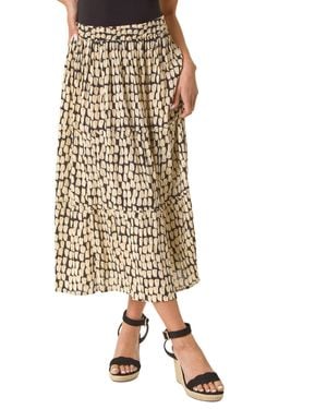 Roman Petite Printed Tiered Skirt - Natural
