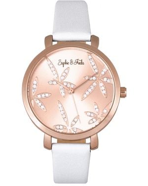 Sophie & Freda Key West Leather-Band Watch W/Swarovski Crystals - Pink