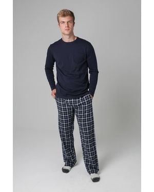 Tokyo Laundry Dark Cotton Long Sleeve Pyjama Set - Blue