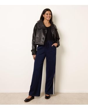 Blue Vanilla Stripe Trousers With Elasticated Waist - Blue