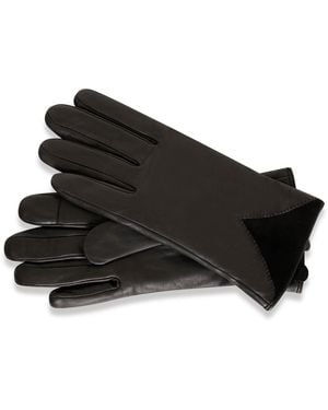 Barneys Originals Leather Gloves With Suede Detail - Black