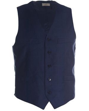 Hackett Mayfair Birdseye Windowpane Waistcoat - Blue