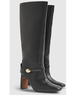 River Island Heeled Boots High Leg Hardware Pu - Black