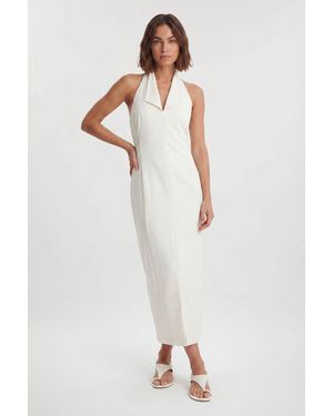Karen Millen Satin Tux Back Detail Tailored Midi Dress - White