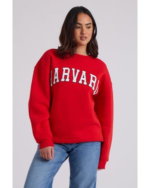 Urban Bliss Harvard Oversized Sweatshirt - Red