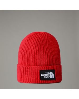 The North Face Tnf Logo Box Cuffed Beanie - Red