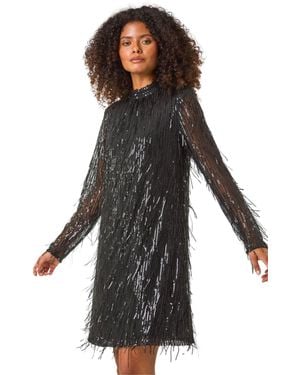 D.u.s.k All Over Fringe Shift Dress - Grey