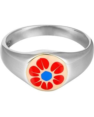 SEOL + GOLD Sterling Enamel Signet Ring - Red