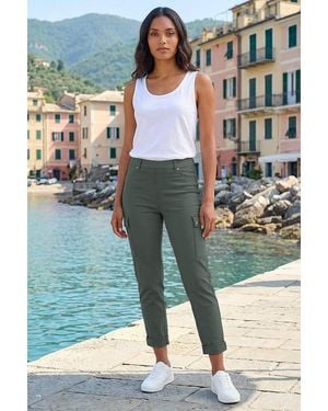 Roman Turn Up Stretch Cargo Trousers - Blue