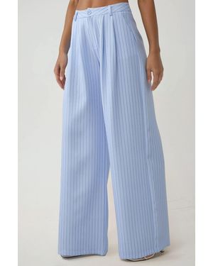 Hiccup Pika Collection High Waist Striped Wide Leg Trousers - Blue