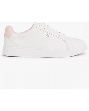 Tommy Hilfiger Flag Court Sneakers Ecru/Whimsy Roze - Wit