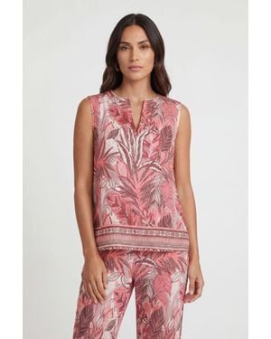 Wallis Petite Tropical Print Sleeveless Top - Red