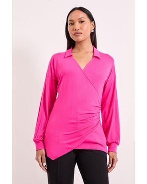 PRINCIPLES Wrap Front Jersey Shirt Viscose - Pink