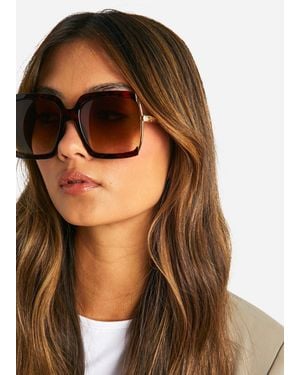 Boohoo Square Tortoise Shell Oversized Sunglasses - Brown