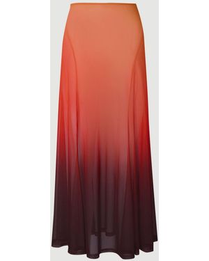 Karen Millen Ombre Sunset Mesh Godet Maxi Skirt - Red