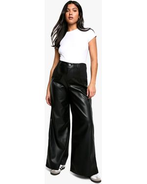 Boohoo Maternity Over Bump Pu Wide Leg Trouser - Black