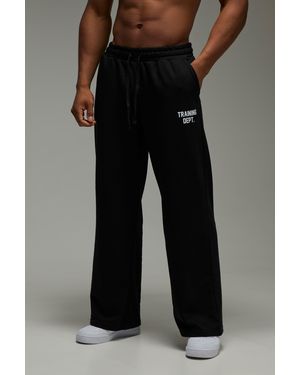 BoohooMAN Training Dept Wide Leg Loopback Jogger - Black