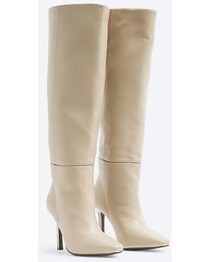 River Island Pink Heeled High Leg Boots - White