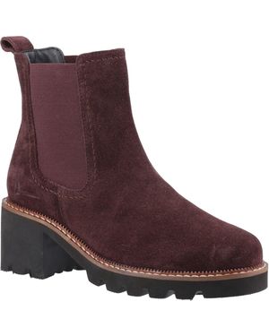 Hush Puppies Gaia Leather Plum Heeled Chelsea Boots - Purple