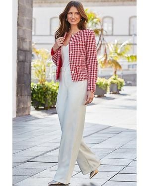 Sosandar Houndstooth Print Luxe Jacket - Grey