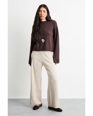 Warehouse Wide Leg Knitted Trouser Co Ord - Multicolour